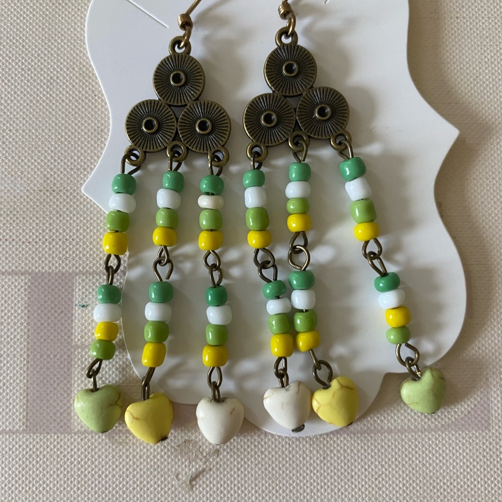 Zarcillos bohemios chandelier cuentas de vidrio checo